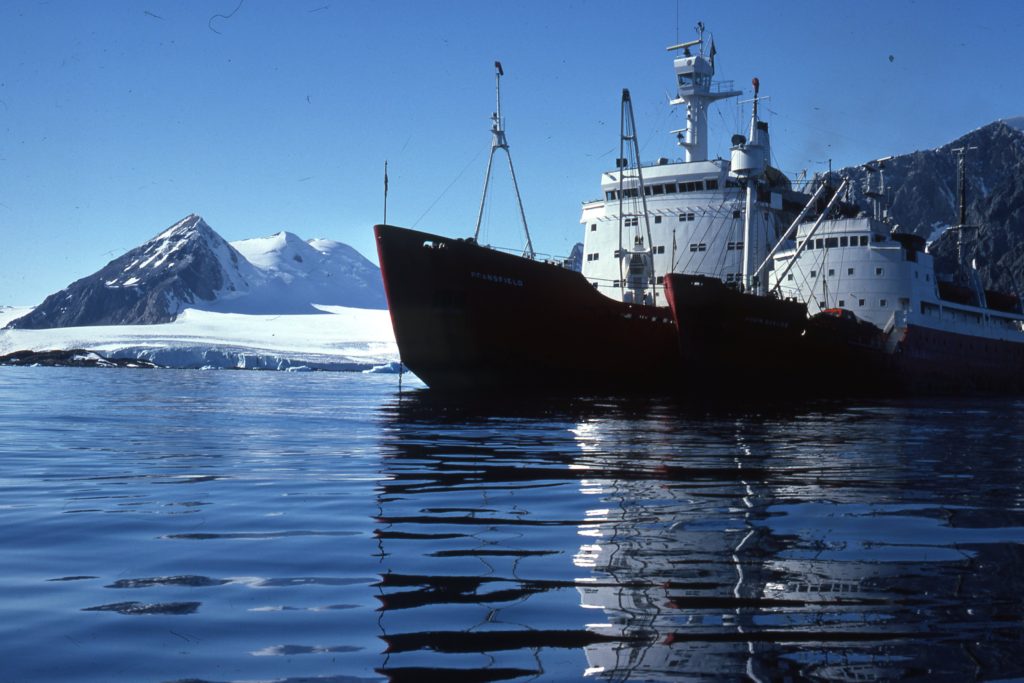 Ships at Horseshoe Island, Marguerite Bay, Antarctic Peninsula 1977