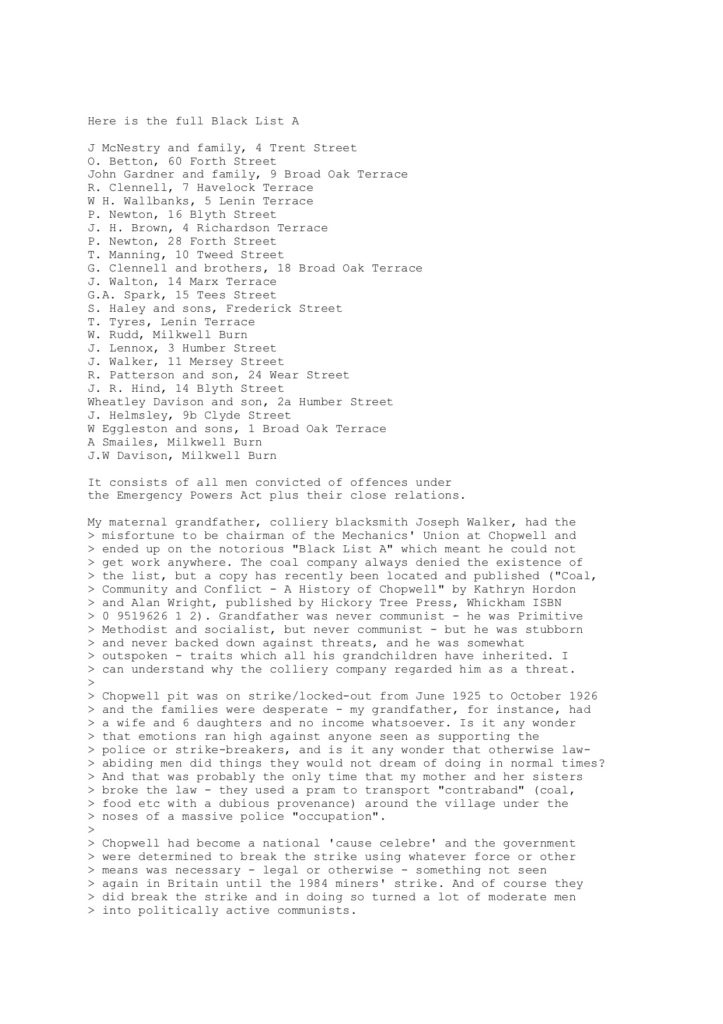 Chopwell Blacklist A