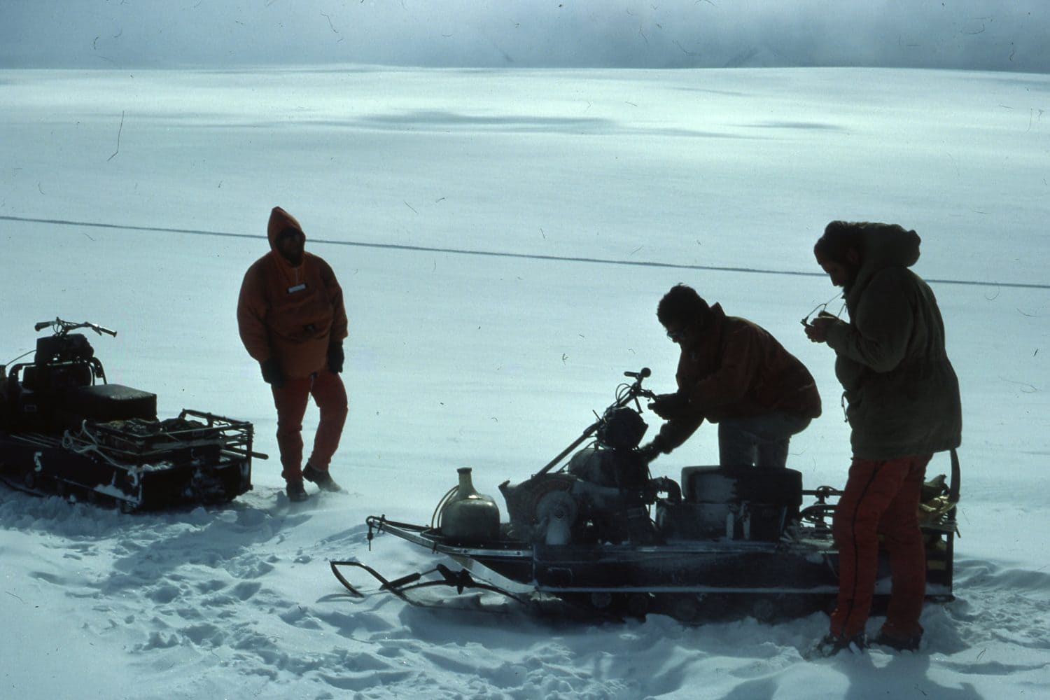 Author starting Skidu, Rother Point, Antarctic Peninsula 1977